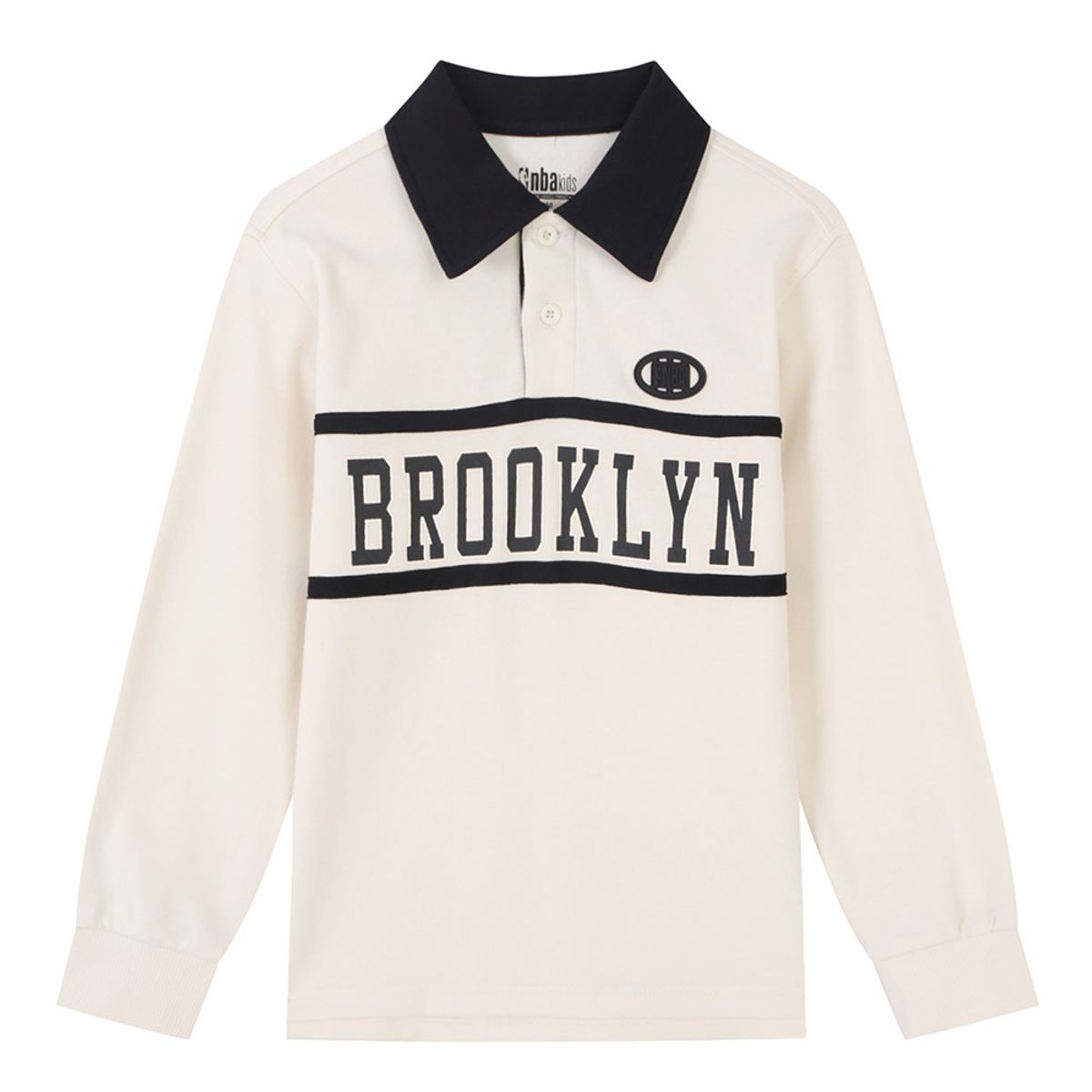 엔비에이 키즈(NBA KIDS) 팀로고 카라 배색 티셔츠(K241TS110P) 아이보리