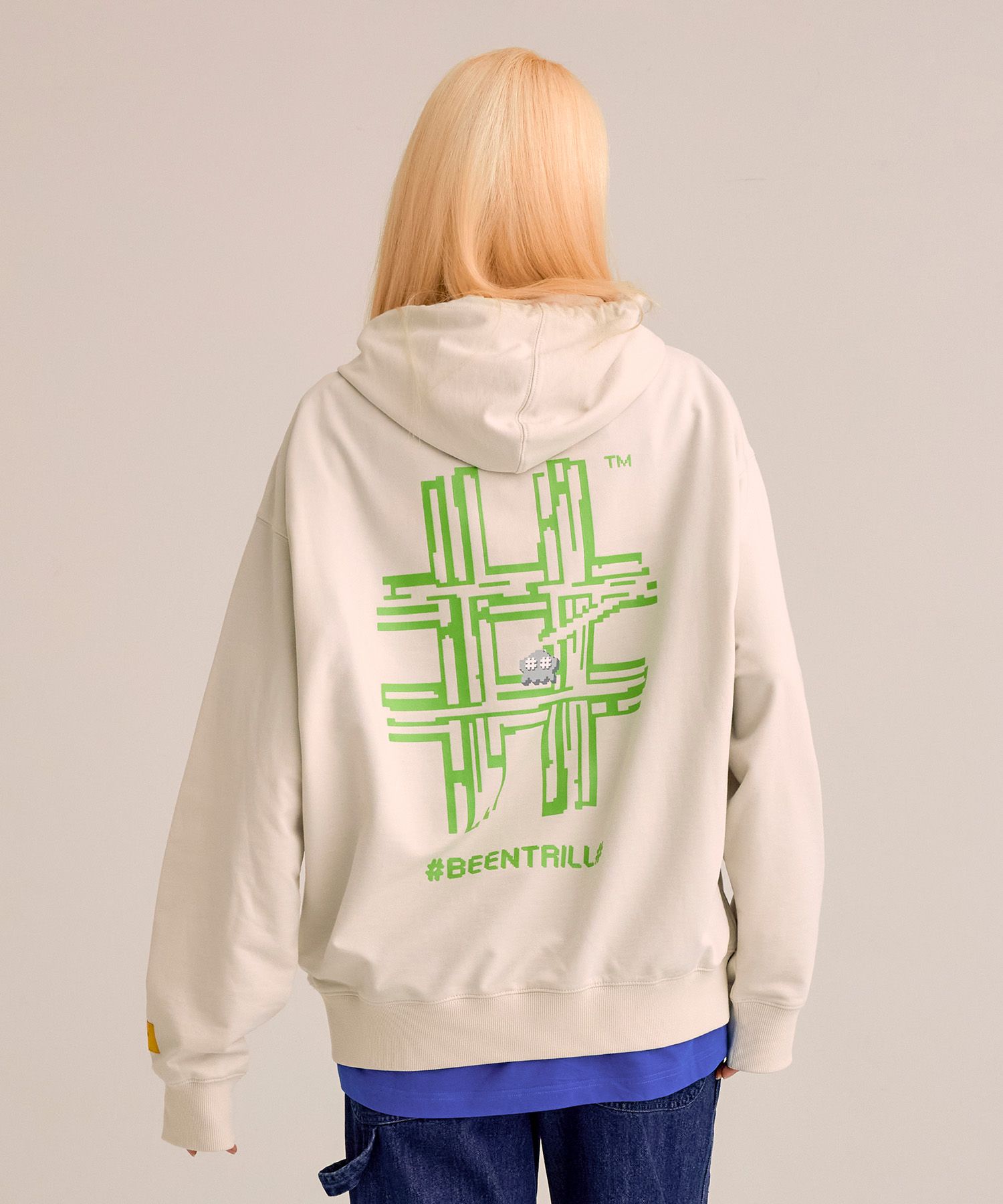 [BEENTRILL]★FRONT TAPING HASHTAG OVERFIT NAPPING HOODIE MUSINSA公式 | BEENTRILL NEWYORK Yellow Taping Hashtag
