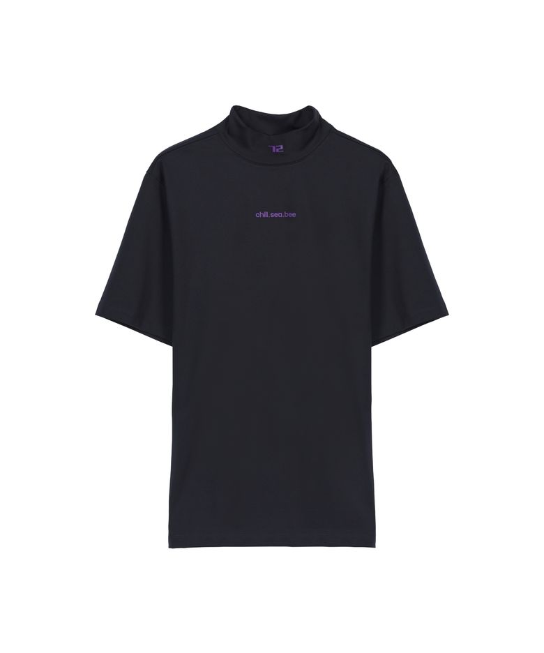 [MONER]Short sleeve mock neck top .
