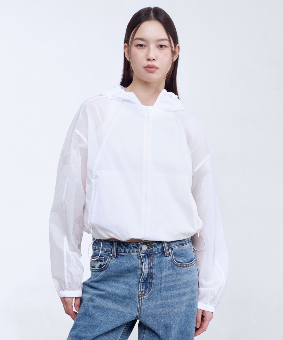 무신사 스탠다드 우먼(MUSINSA STANDARD WOMAN) 우먼즈 시어 후디드 윈드브레이커 재킷 [화이트]