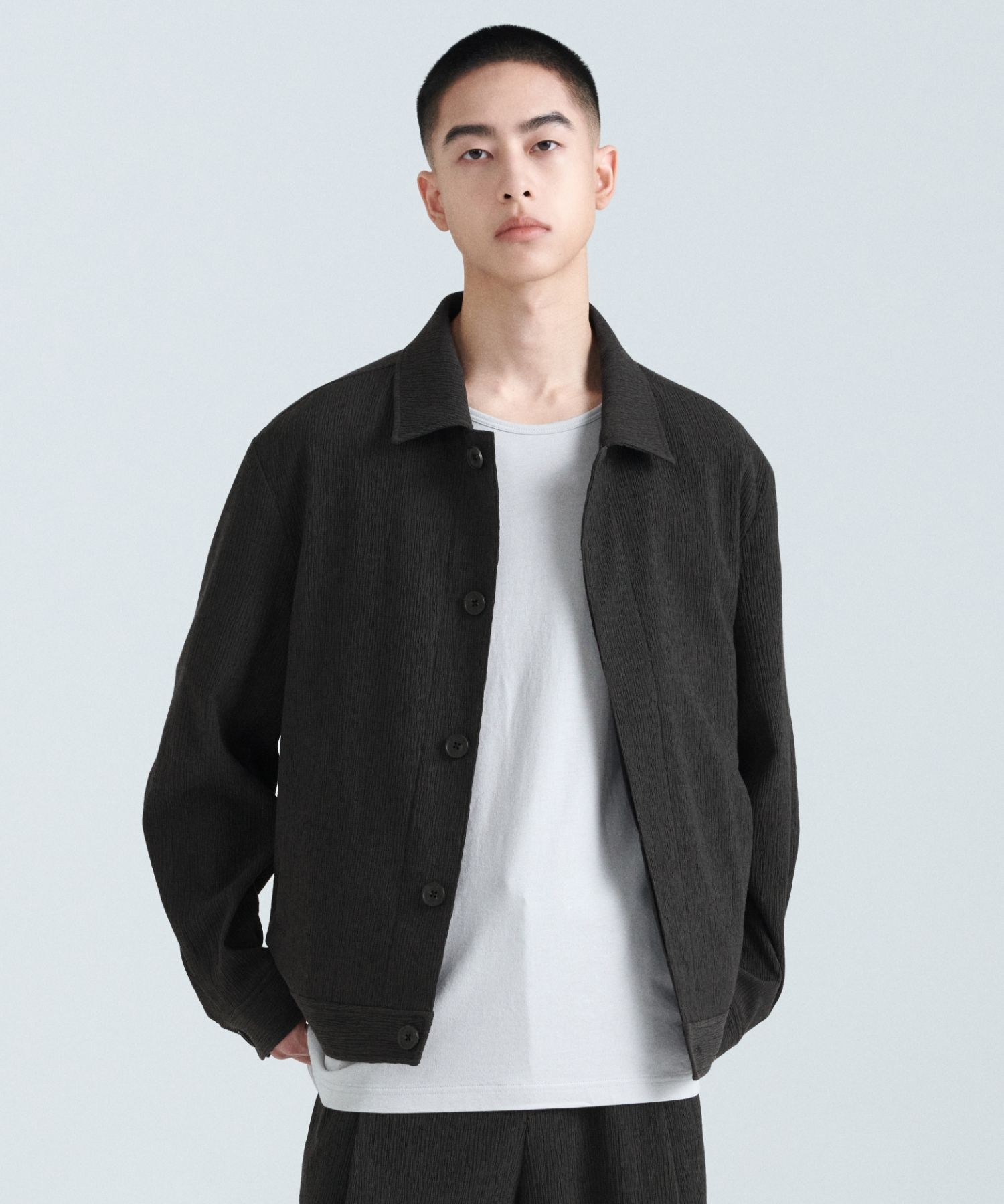 MUSINSA | MUSINSA STANDARD Crinkle Minimal Jacket [Dark Grey]
