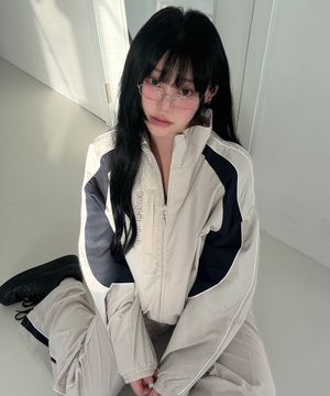 배색 테크 숏 자켓_크림BDF 셋업