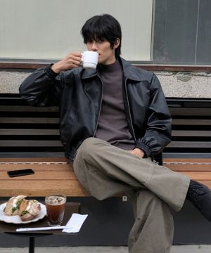 인시전 비건레더 카라 자켓_BLACK