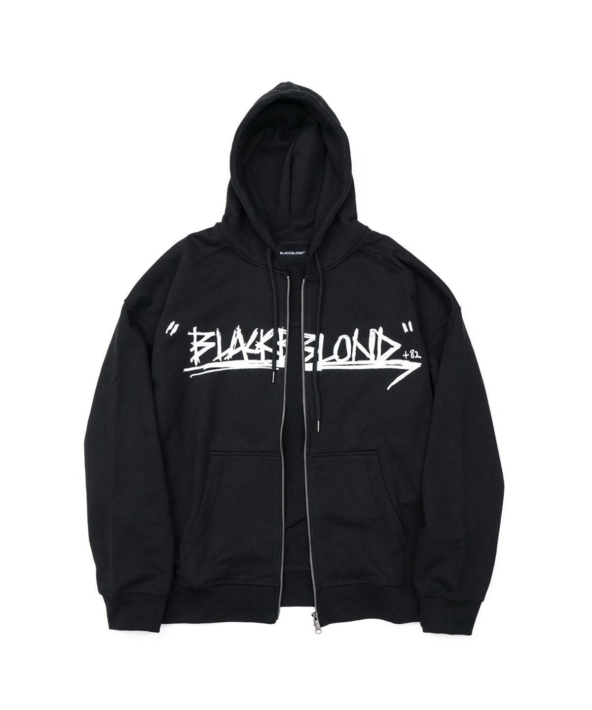 블랙블론드(BLACKBLOND) 비비디 애로우 그래피티 로고 집업 후드 자켓 (블랙)