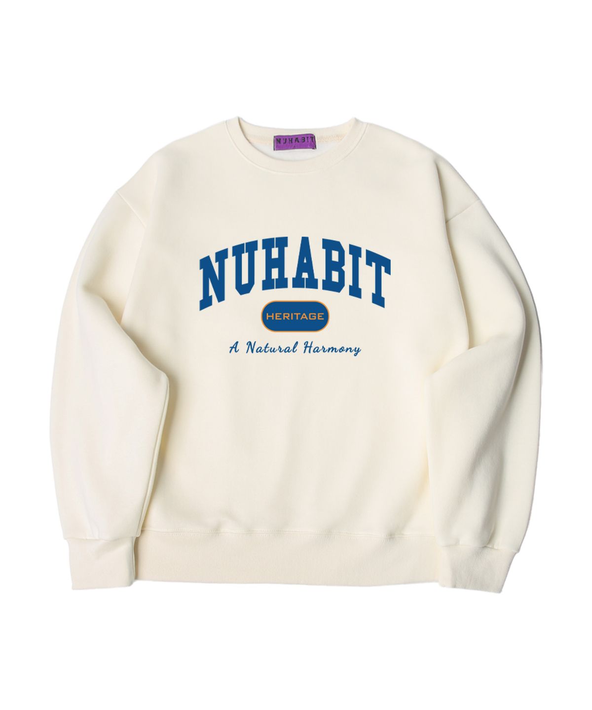 뉴해빗(NUHABIT) N/H NU AGE 오버핏 기모 맨투맨_아이보리 (SOM4-4NH1196)