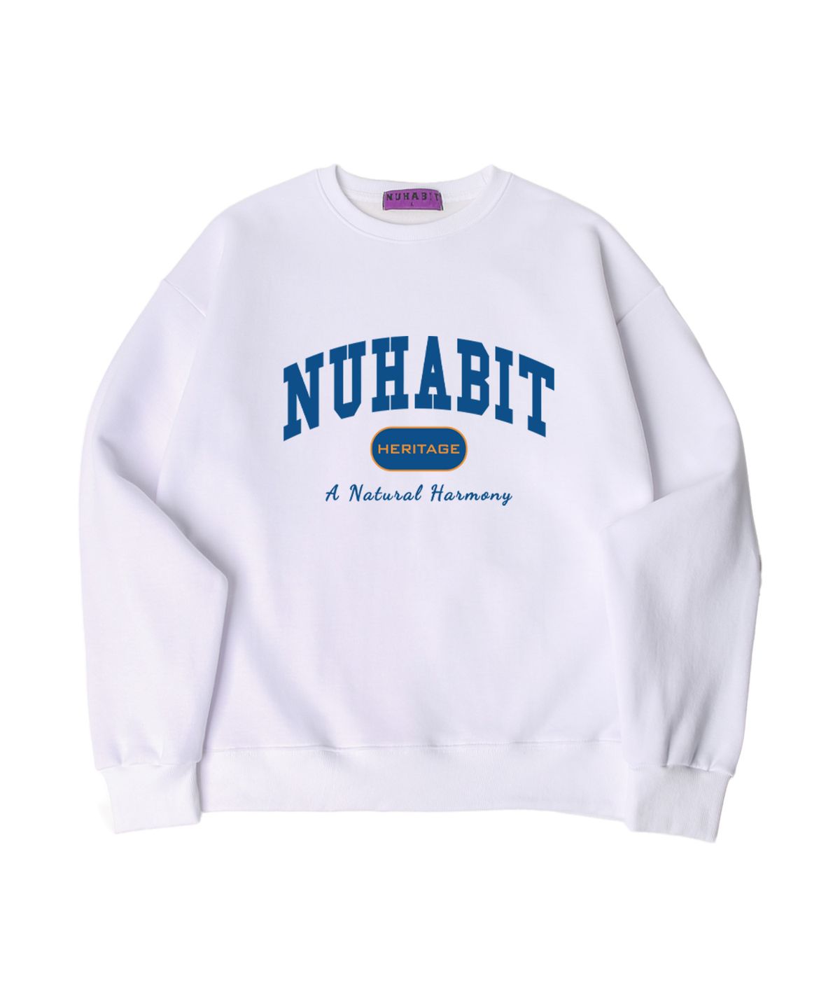 뉴해빗(NUHABIT) N/H NU AGE 오버핏 기모 맨투맨_화이트 (SOM4-4NH1196)