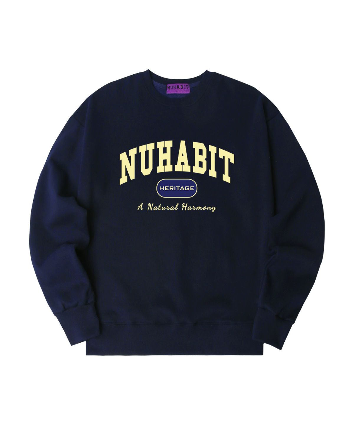 뉴해빗(NUHABIT) N/H NU AGE 오버핏 기모 맨투맨_네이비 (SOM4-4NH1196)