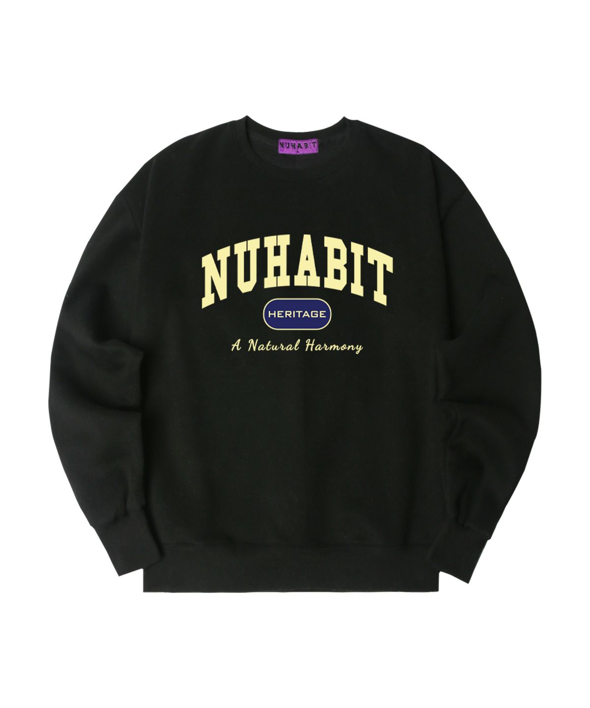 뉴해빗(NUHABIT) N/H NU AGE 오버핏 기모 맨투맨_블랙 (SOM4-4NH1196)