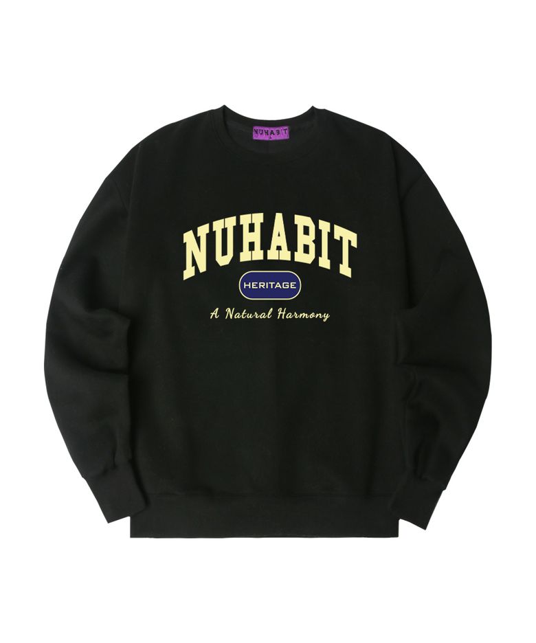 N/H NU AGE 오버핏 기모 맨투맨_블랙 (SOM4-4NH1196)