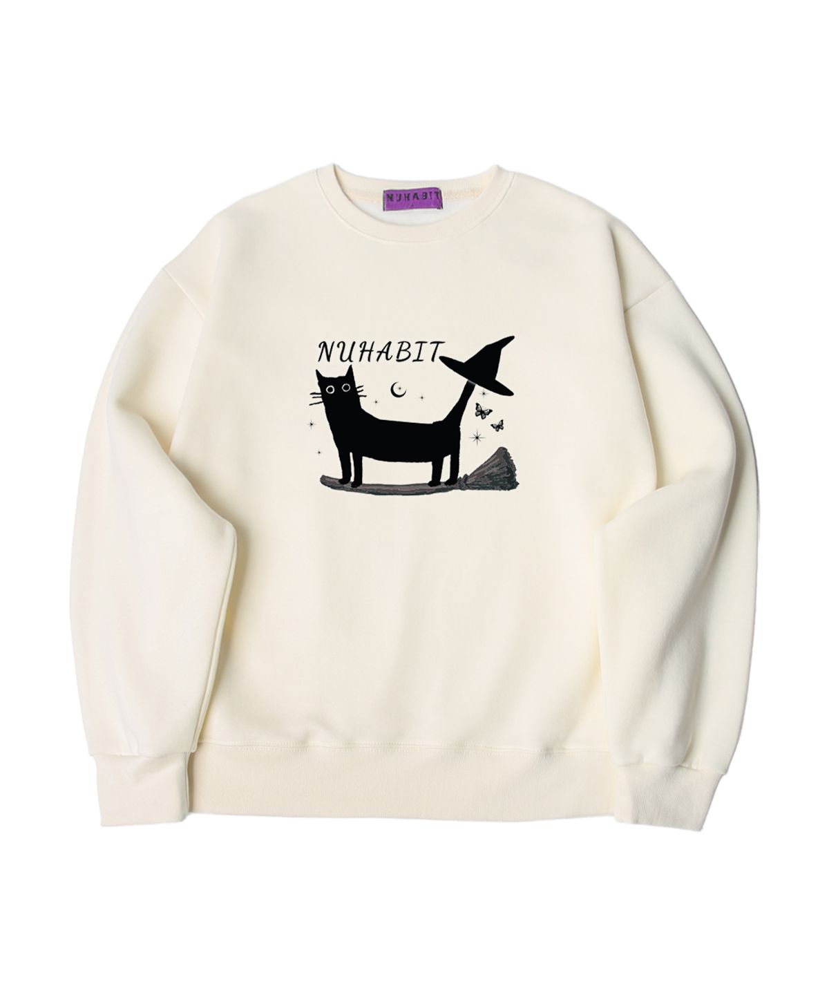 뉴해빗(NUHABIT) N/H A WITCHS CAT 오버핏 기모 맨투맨_아이보리 (GOM4-4NH1194)