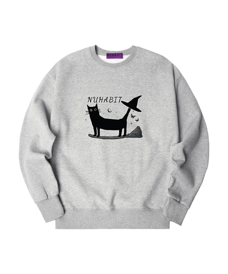 N/H A WITCHS CAT 오버핏 기모 맨투맨_그레이 (GOM4-4NH1194)