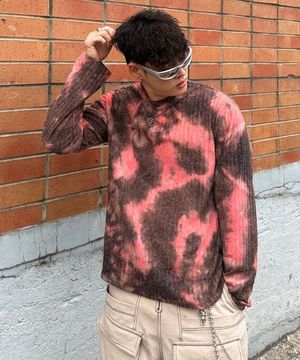 넥클리스 타이다이 니트_핑크