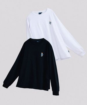 [2PACK] 엠브로이더리 댄 롱슬리브_화이트/블랙