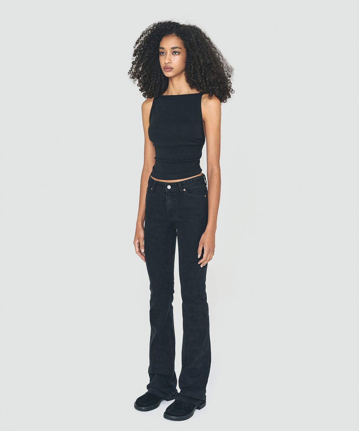 바이스 어치브 유쓰(BICE ACHIEVE YOUTH) USA HIGH RISE BOOTS CUT JEANS BLACK