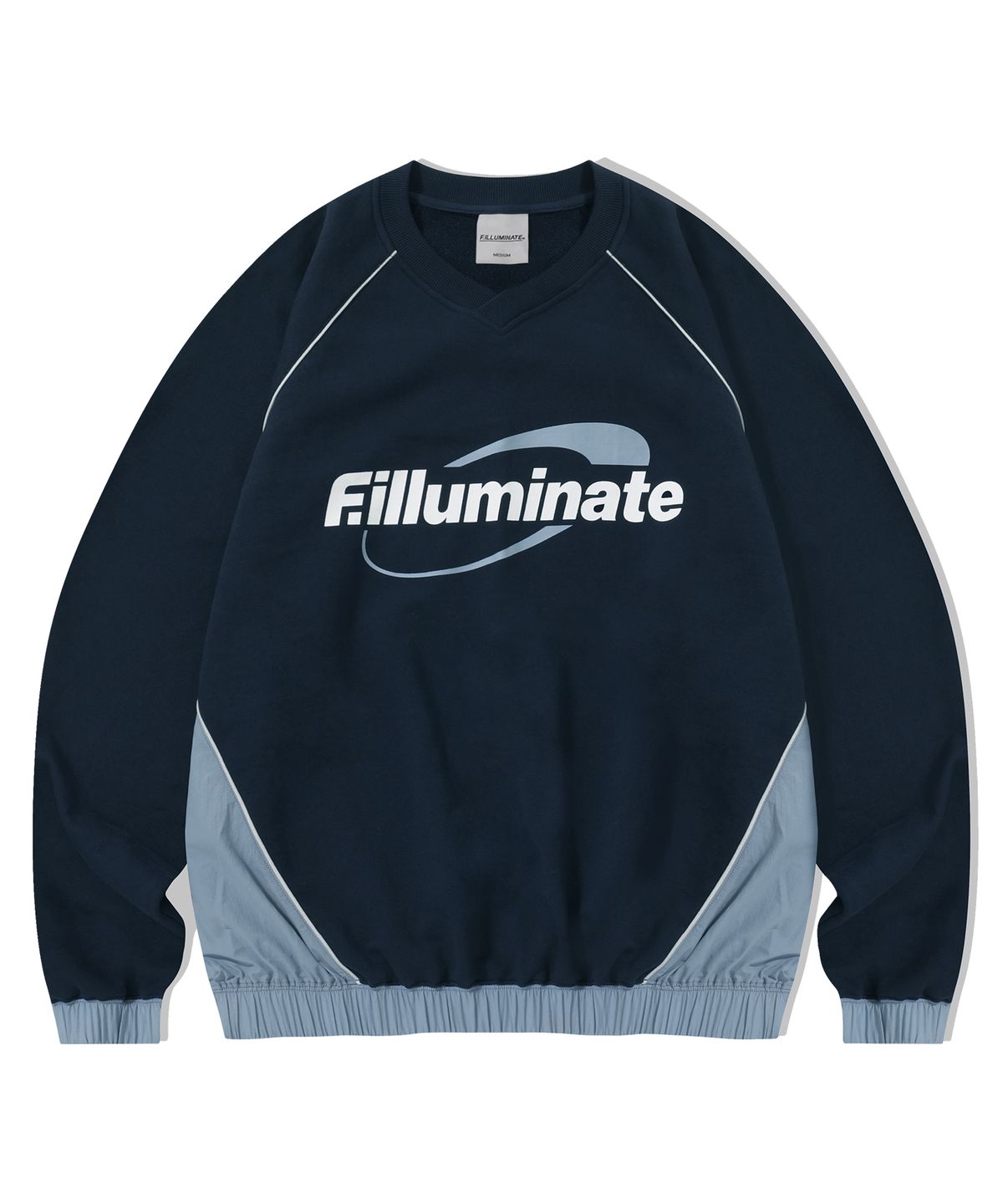 필루미네이트(FILLUMINATE) 파이핑 서클 로고 스웨트 셔츠-네이비