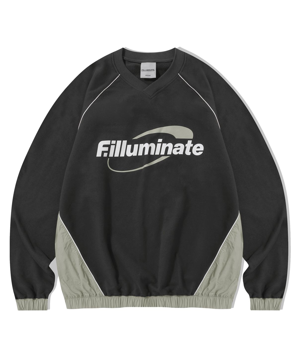 필루미네이트(FILLUMINATE) 파이핑 서클 로고 스웨트 셔츠-차콜