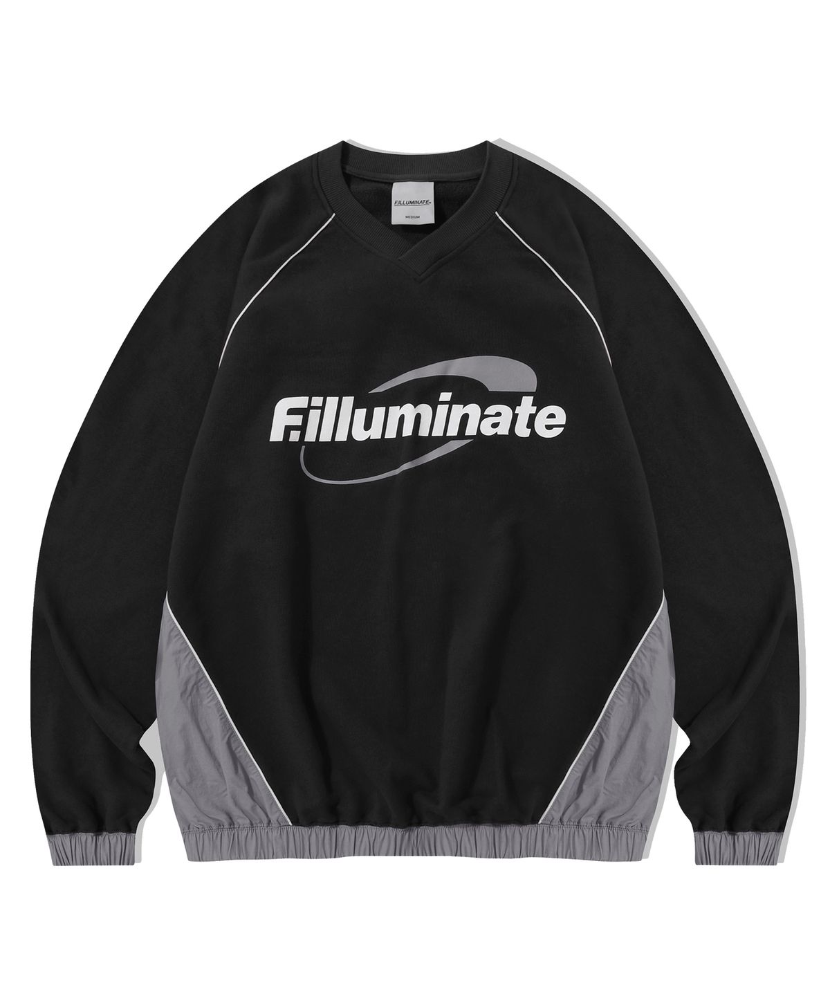 필루미네이트(FILLUMINATE) 파이핑 서클 로고 스웨트 셔츠-블랙