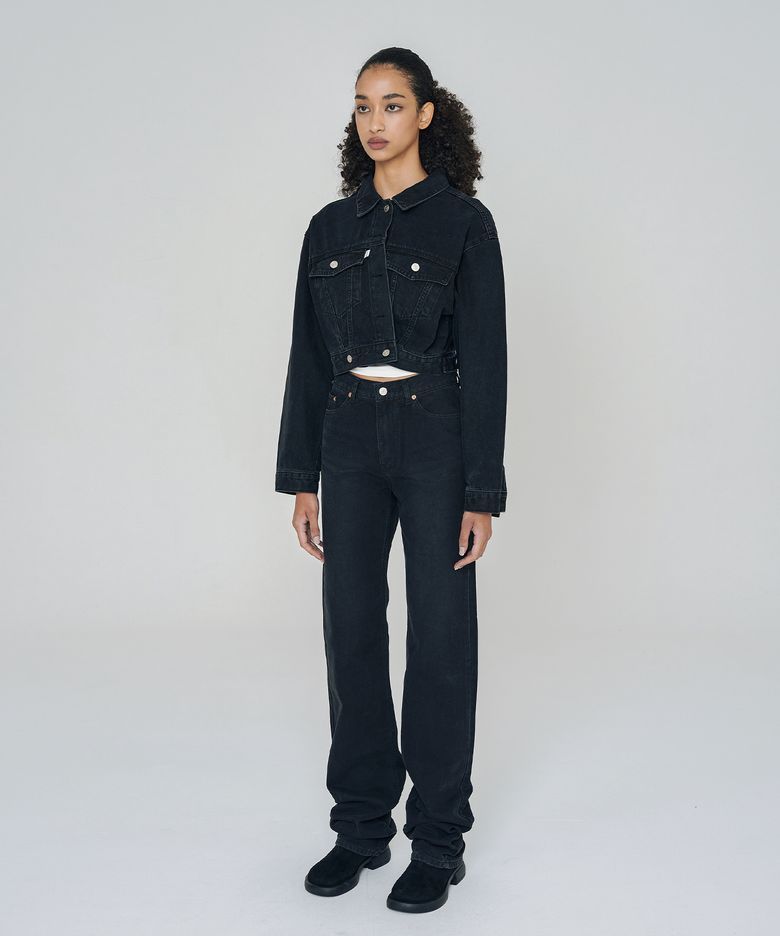 USA HIGH RISE STRAIGHT JEANS BLACK