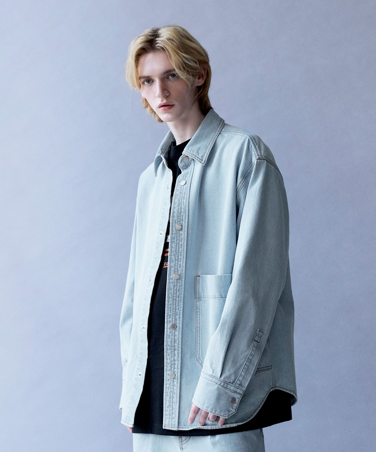 디써티원(DTHIRTYONE) Big Pocket Denim Shirt Jacket (LIGHT INDIGO)