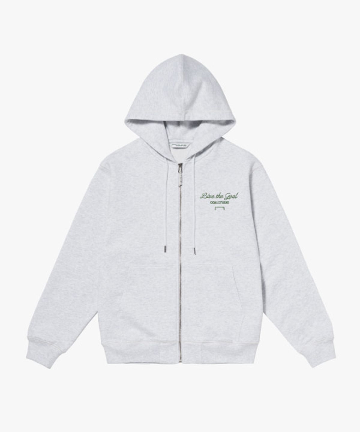 골스튜디오(GOALSTUDIO) STITCHED BIG LOGO ZIP-UP HOODIE-MELANGE GREY