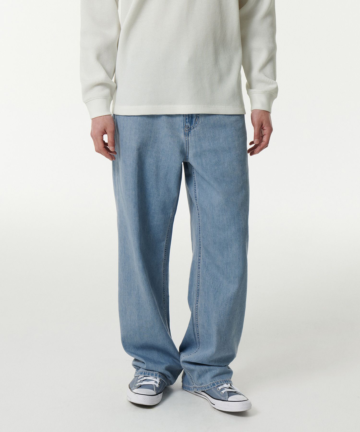 ★MUSINSA STANDARD★ Lightweight Wide Denim Pants Medium Ind MUSINSA | MUSINSA STANDARD WIDE DENIM PANTS [LIGHT INDIGO]