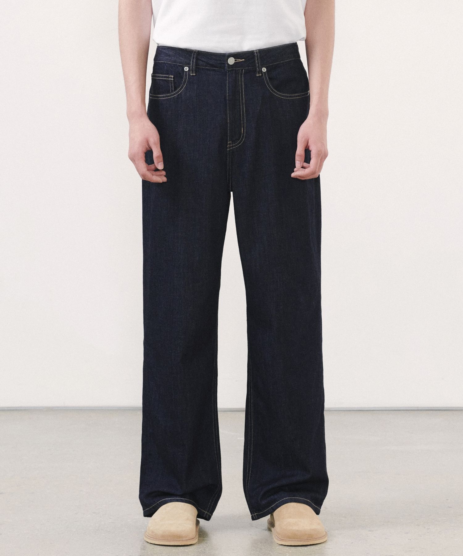 ★MUSINSA STANDARD★ Deep tuck wide denim pants light indigo MUSINSA | MUSINSA STANDARD WIDE DENIM PANTS [LIGHT INDIGO]