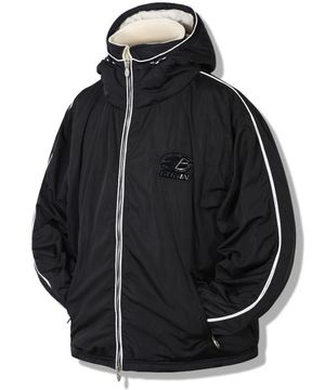 파이핑 라인 배색 패딩 점퍼 - 블랙