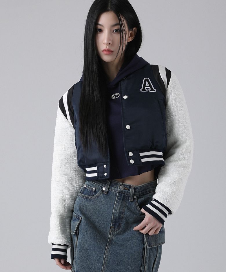 Atlantis Marine Crop Varsity Jacket NAVY