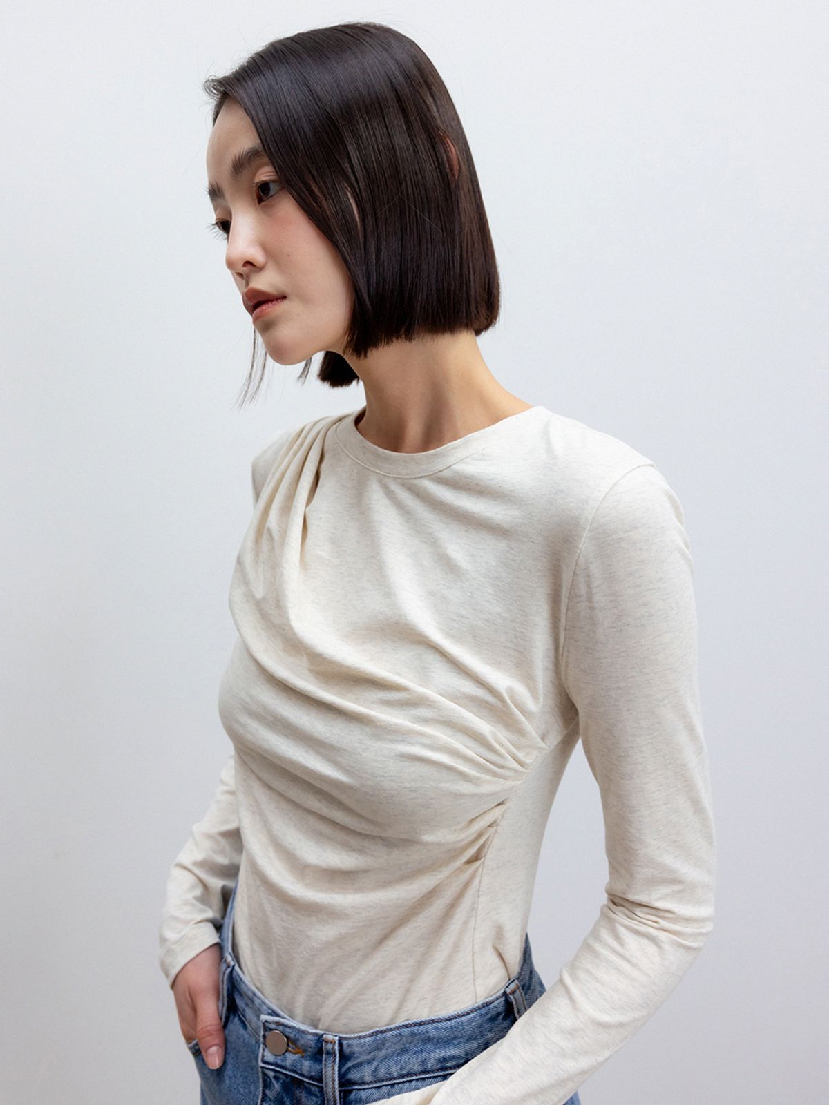 레이스(RRACE) Draping Detail T-Shirts_Melange