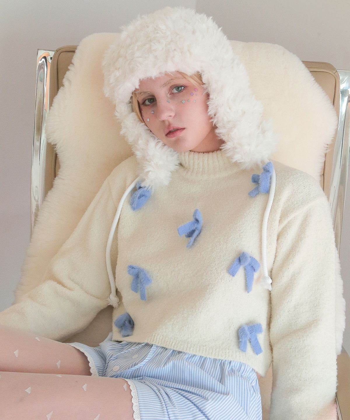 언유주얼 노말(UNUSUALNORMAL) AMOE ALPACA RIBBON KNIT_IVORY