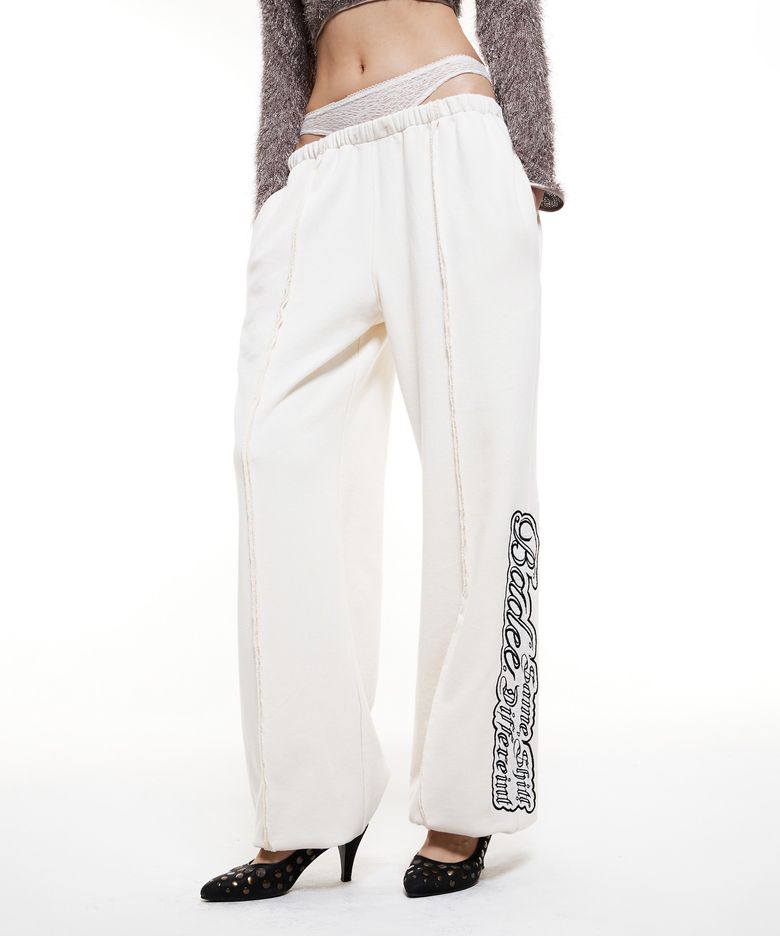 Lace Layered Sweatpants Cream