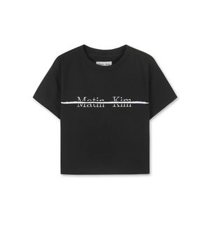MATIN KIM LOGO CUTTED CROP TOP IN BLACK