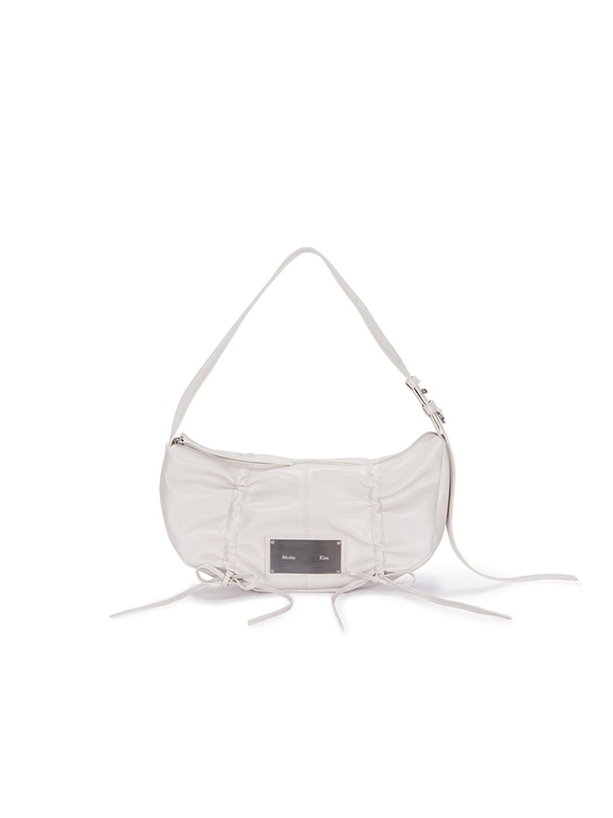 마뗑킴(MATIN KIM) HALF SHIRRING RIBBON ROUND BAG IN IVORY
