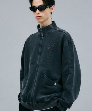 절개 피그먼트 스웨트 트랙탑 차콜