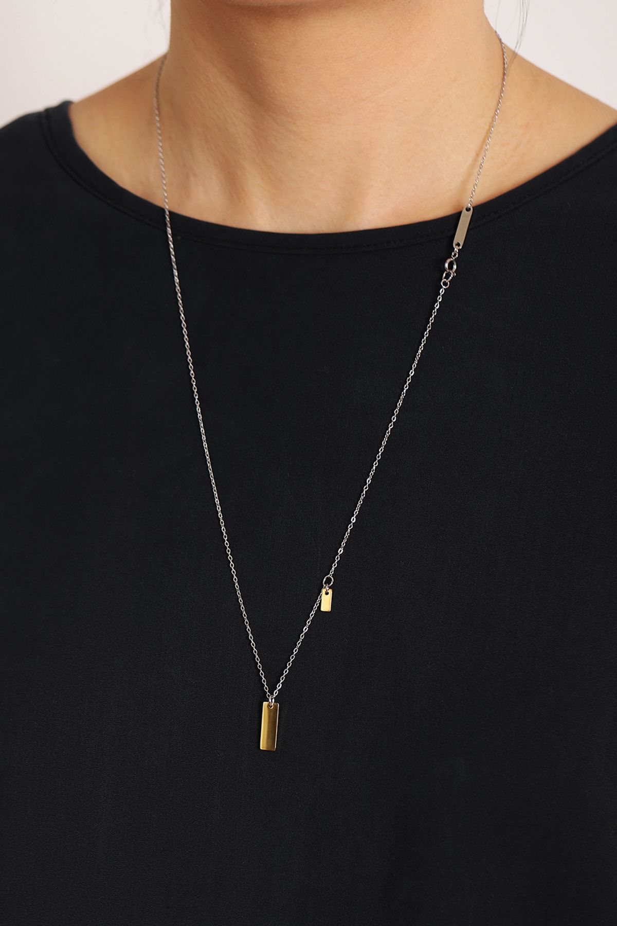모드곤(MODGONE) 골드바 더블톤 롱 목걸이 Goldbar Doubletone Long Necklace