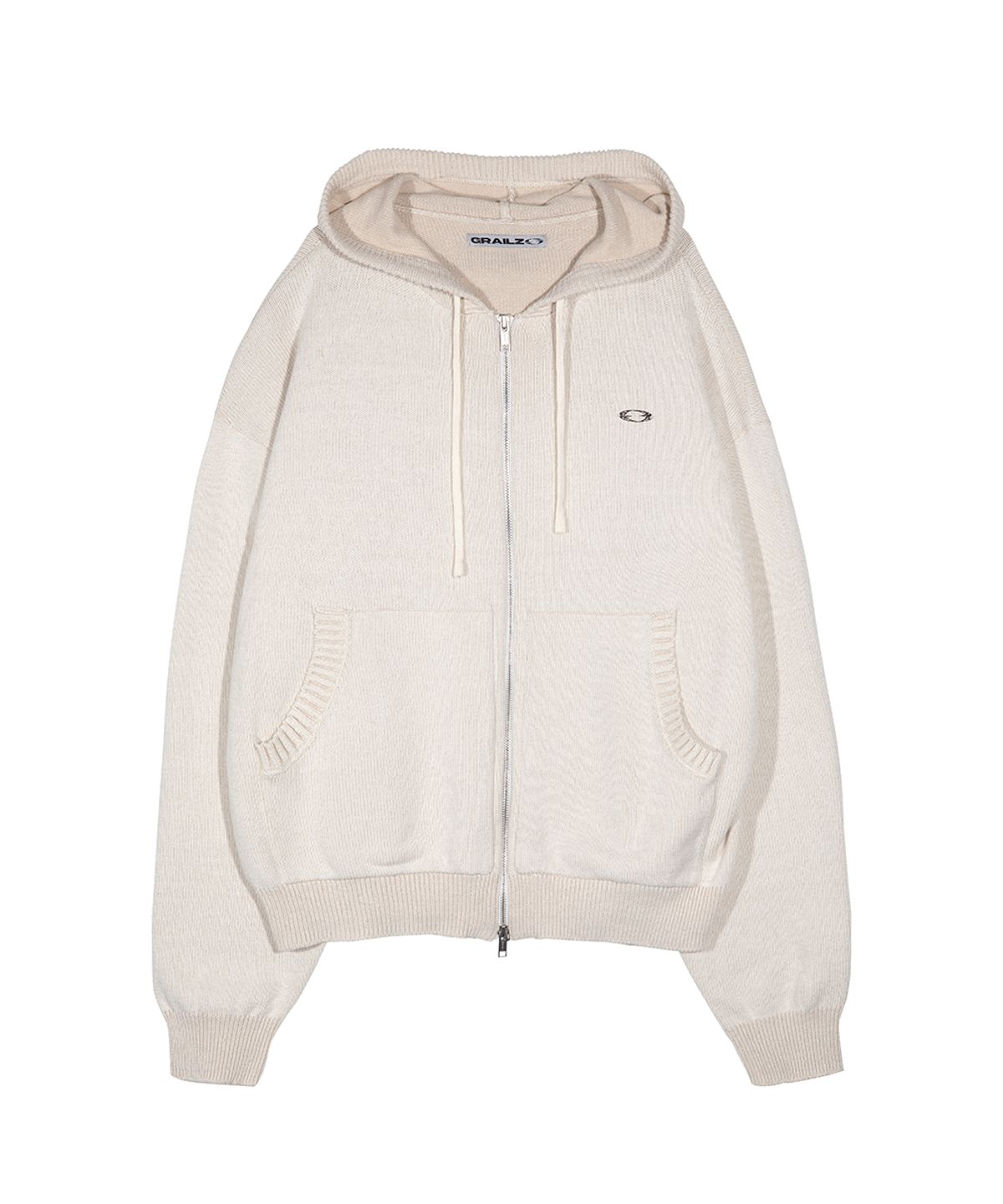 그레일즈(GRAILZ) OVAL KNIT ZIP UP [IVORY]