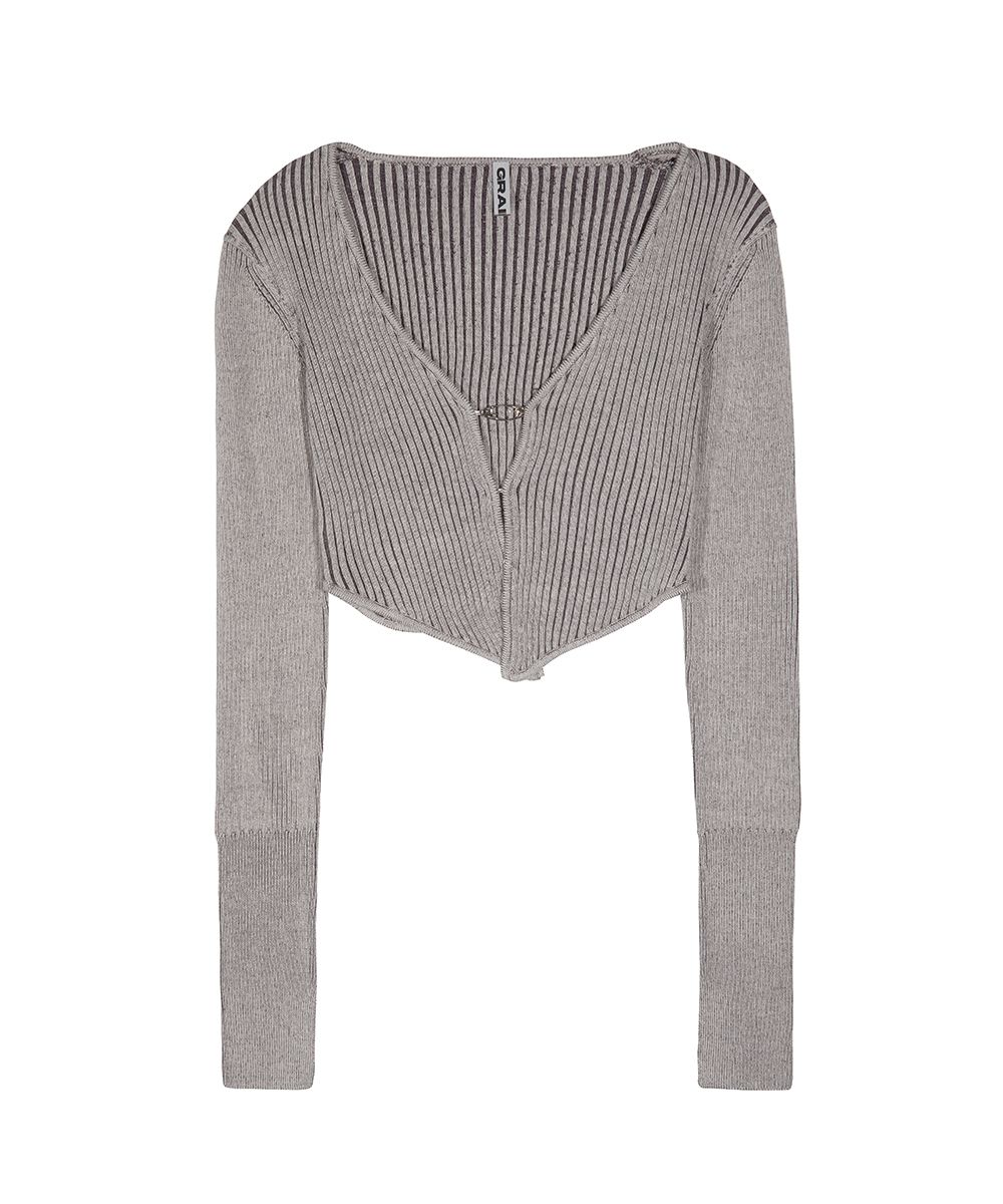 MUSINSA | GRAILZ SLIM RIBBED KNIT CARDIGAN [GREY]