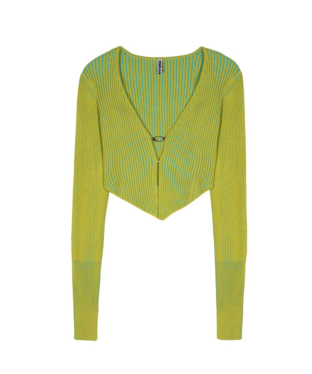 MUSINSA | GRAILZ SLIM RIBBED KNIT CARDIGAN [YELLOW] 