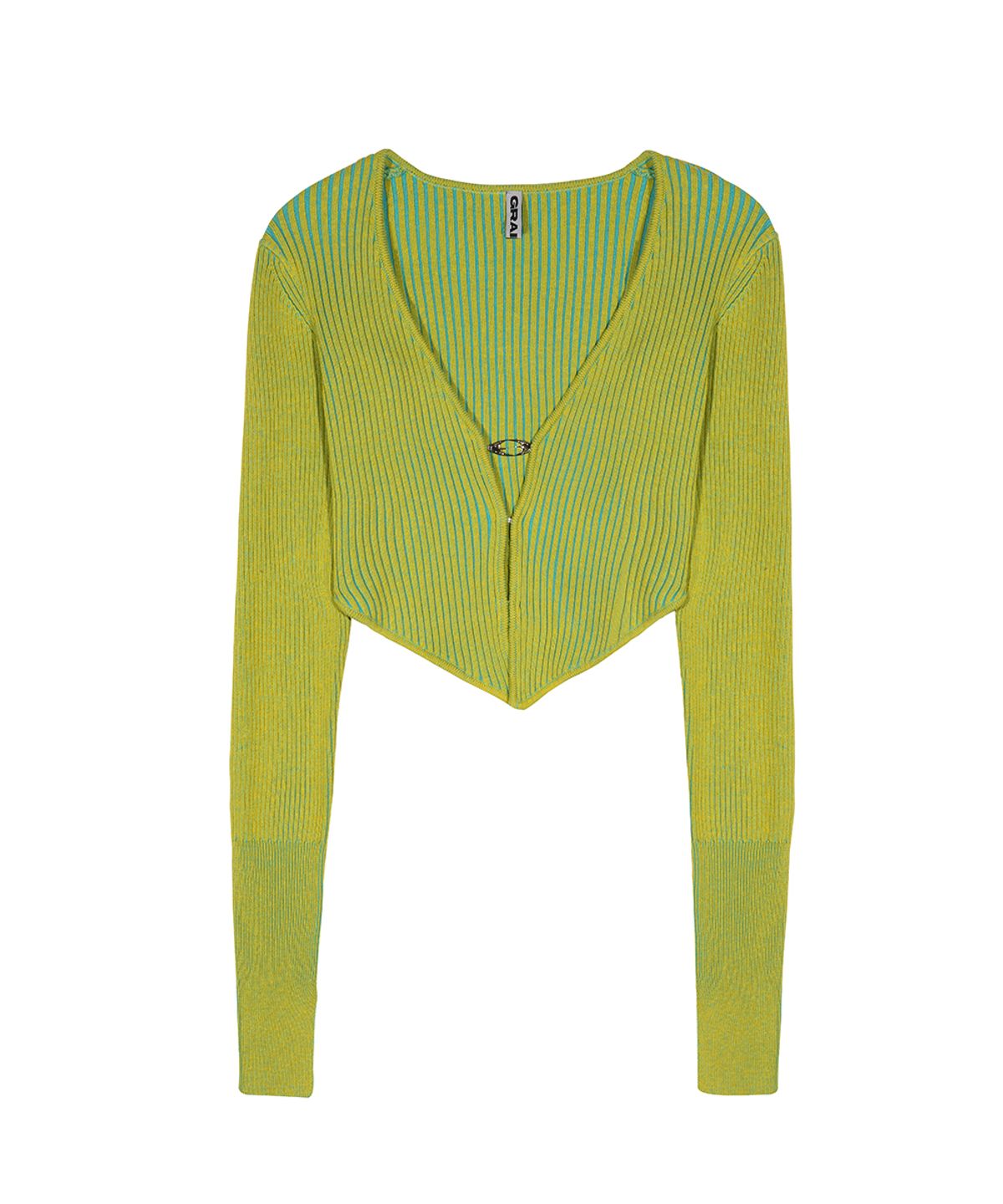 그레일즈(GRAILZ) SLIM RIBBED KNIT CARDIGAN [YELLOW]