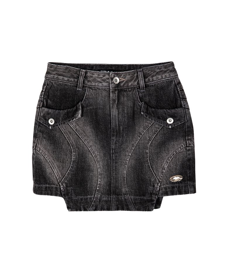 SPRAY BIKER SKIRT [BLACK]