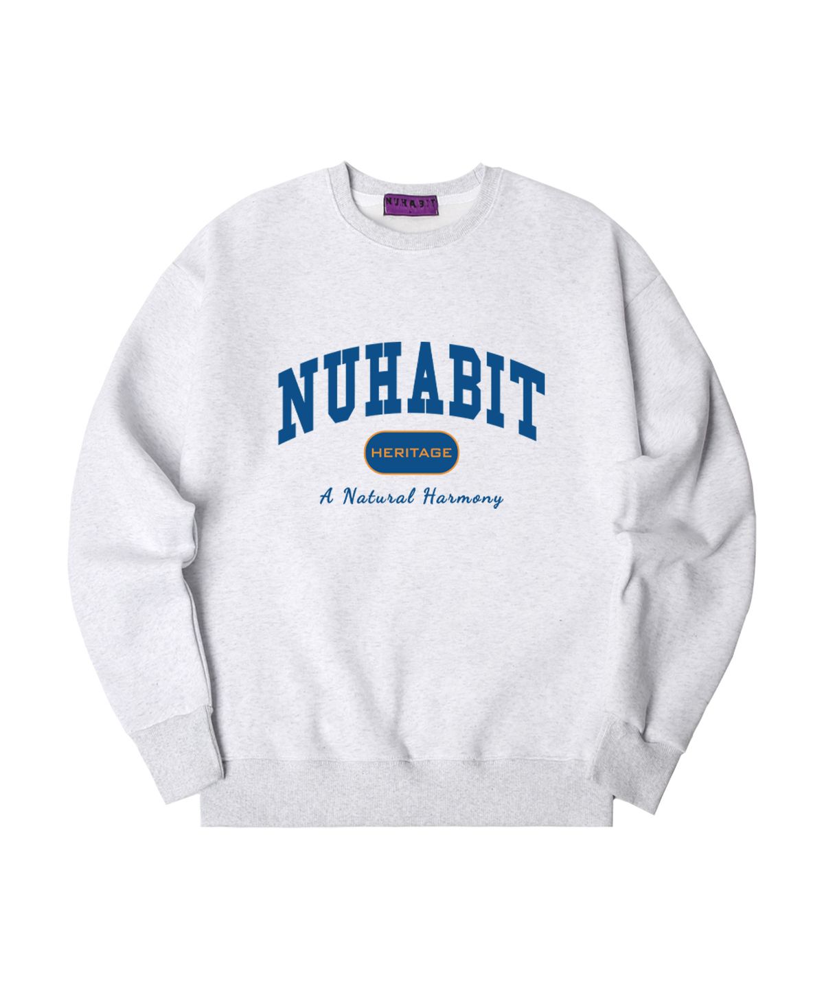 뉴해빗(NUHABIT) N/H NU AGE 오버핏 기모 맨투맨_멜란지화이트 (SOM4-4NH1196)