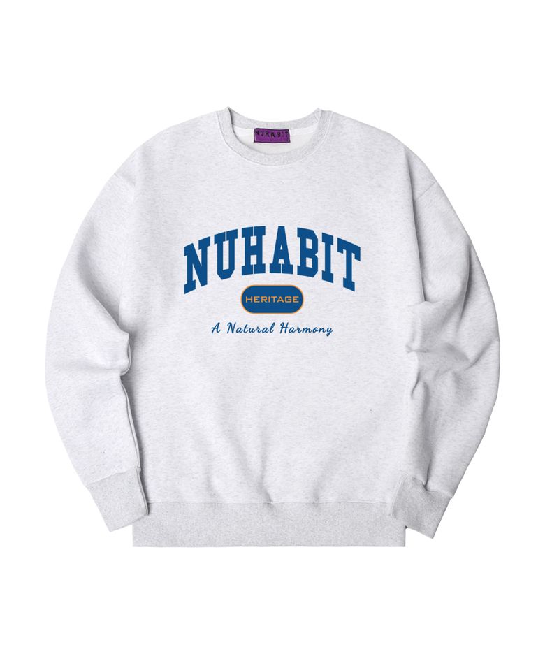 N/H NU AGE 오버핏 기모 맨투맨_멜란지화이트 (SOM4-4NH1196)