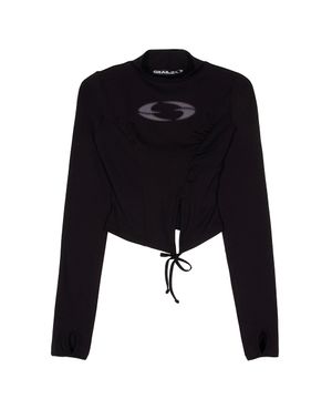 RIBBON MOCKNECK TOP [BLACK]