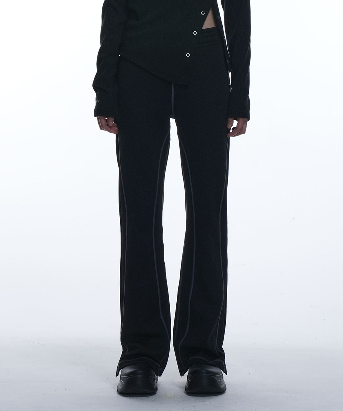 그레일즈(GRAILZ) STRECH FLARE PANTS [BLACK]