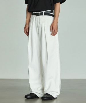 776 코튼 원턱 와이드 팬츠 - 화이트