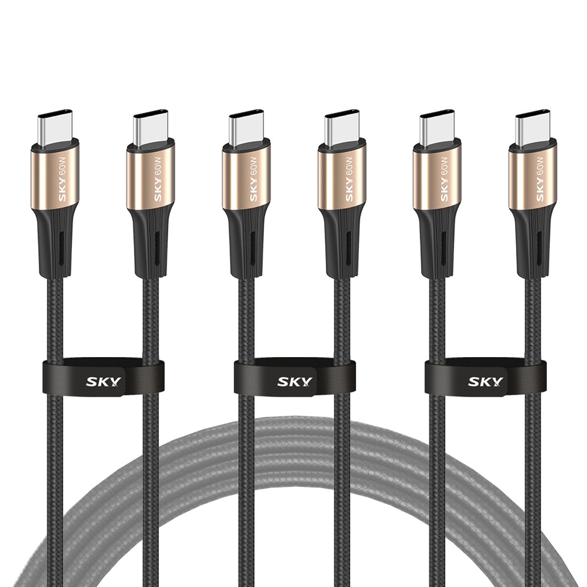 스카이(SKY) [3PACK]60W PD C to C타입 고강도 패브릭 초고속 케이블