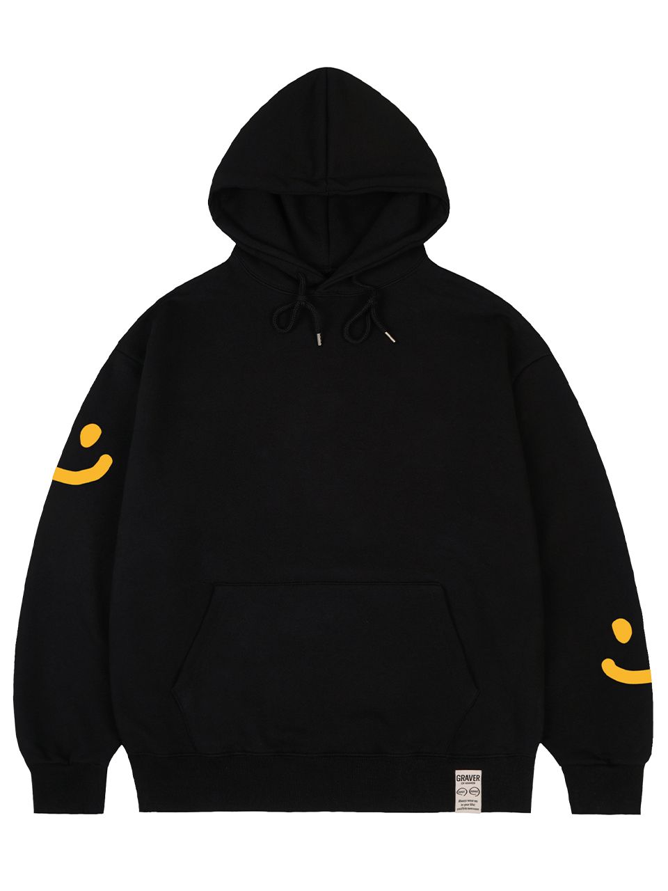 MUSINSA | GRAVER [UNISEX] Multi smile drawing hoodie_black