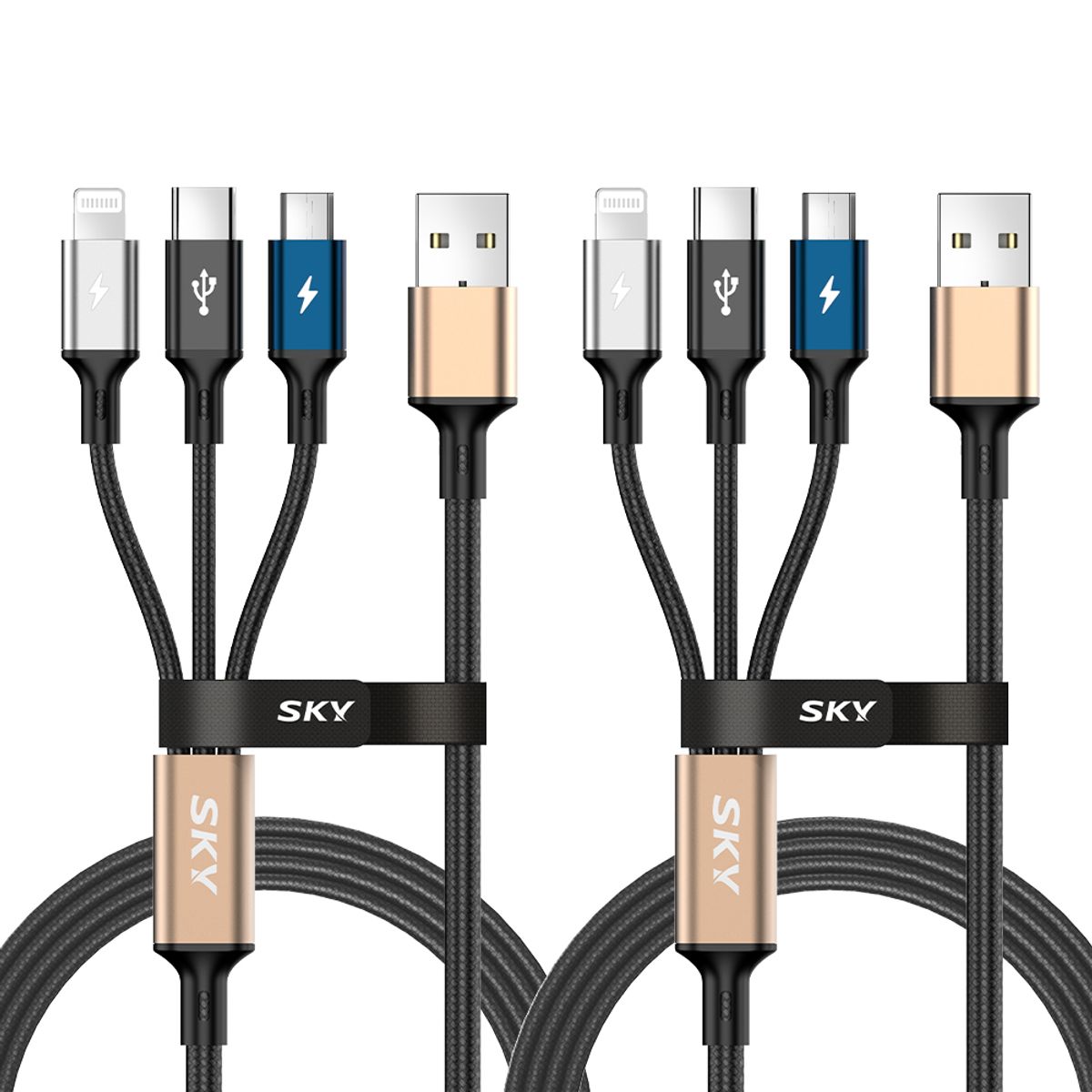 스카이(SKY) [2PACK]3in1 27W USB-A to C타입 8핀 5핀 멀티 고속충전 케이블