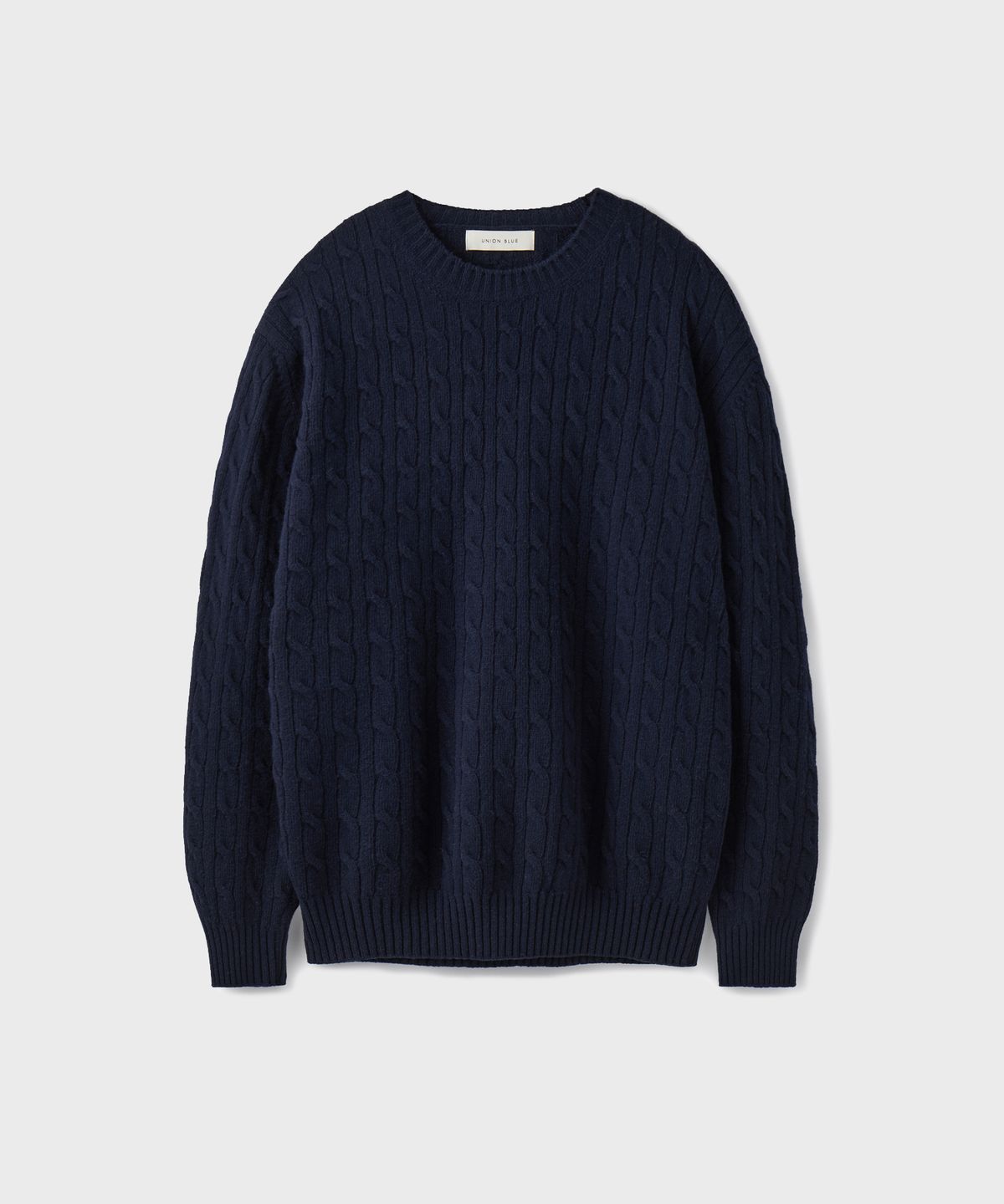유니온블루(UNION BLUE) CABLE MERINO WOOL KNIT [NAVY]