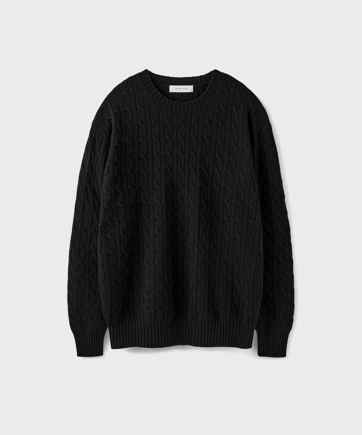 유니온블루(UNION BLUE) CABLE MERINO WOOL KNIT [BLACK]